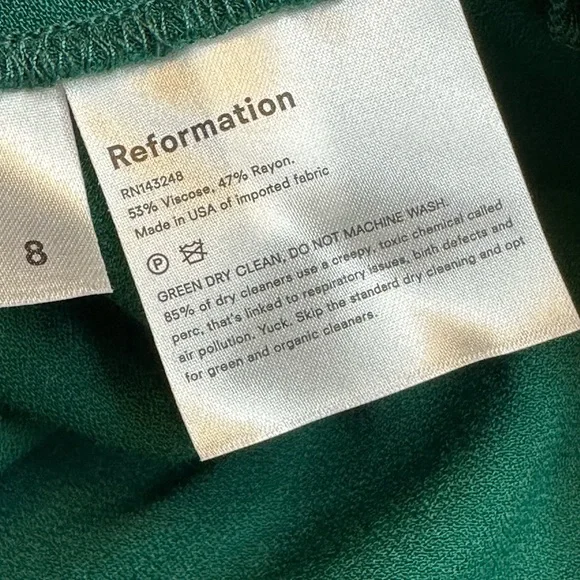 REFORMATION Dulce Mini Puff Sleeve Dress in Emerald, 8 - Picture 12 of 16